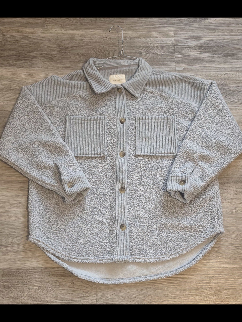 American Eagle Outfitters Light Gray Sherpa Shacket - Picture 2 of 7